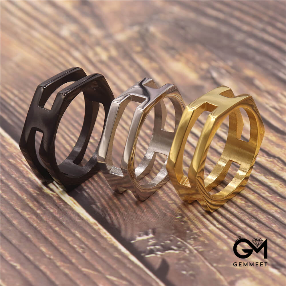 Irregular Polygon Polychromatic Ring for Men