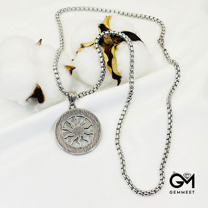 Simple Vintage Sun Wheel Flower Necklace