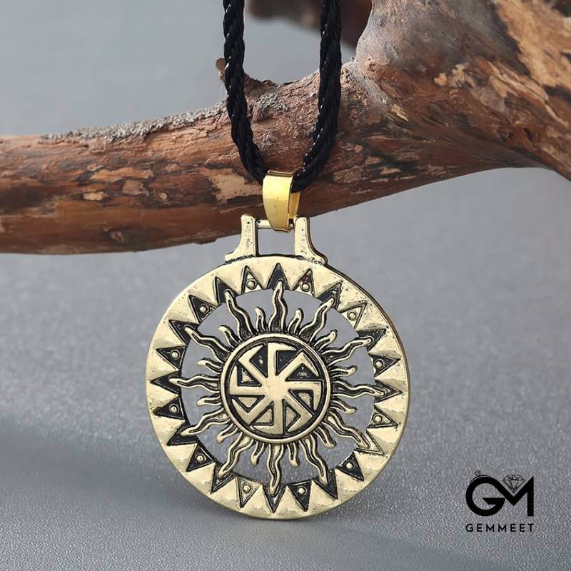 Slavic Sun Alloy Pendant Necklace