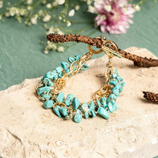 Turquoise Double Layer Alloy Bracelet