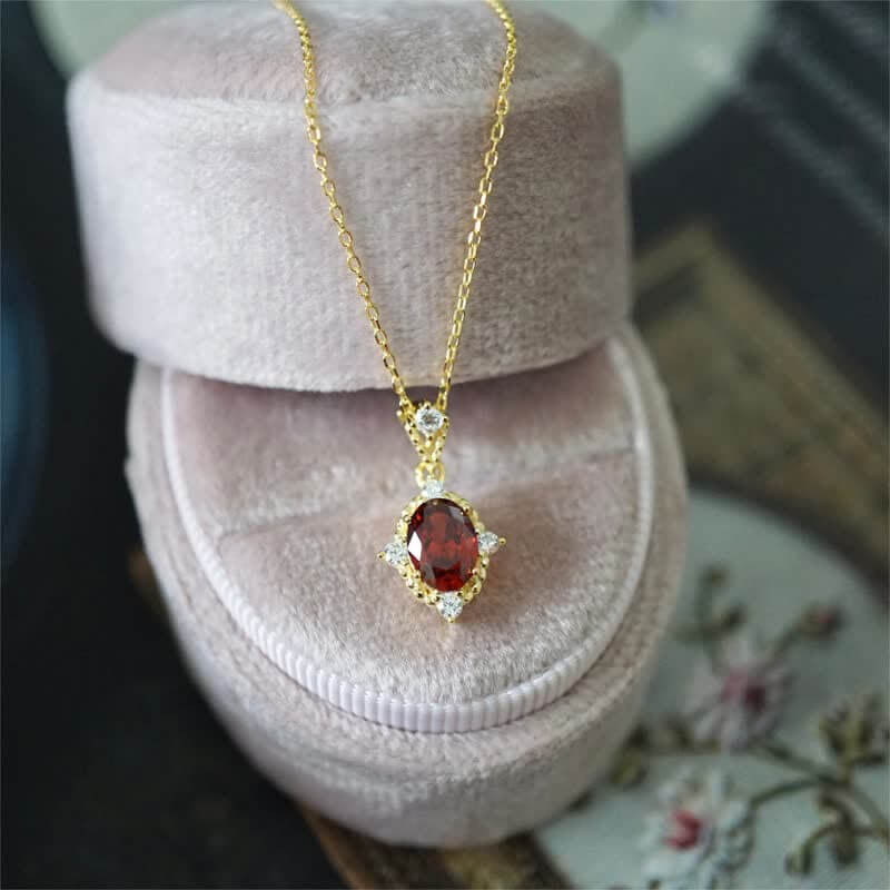 Women's Red Ruby Sparkling Necklace