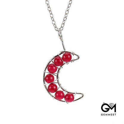 Multicolor Crystal Multicolor Bead Moon Necklace