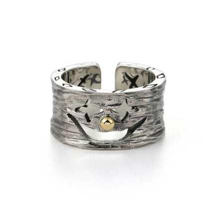 Hollow Clown Texture Thick Band Ring