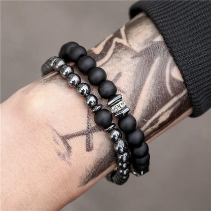 Men's Jewelry Bead Punk 2 Piece Set Fashion Bracelet