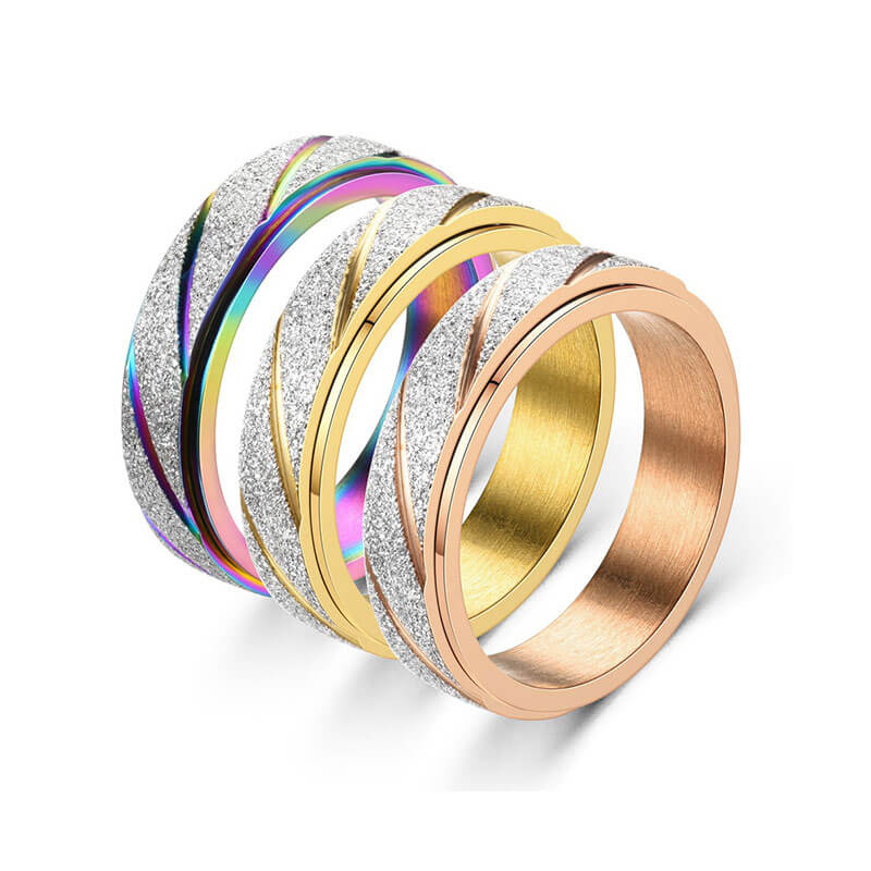 Colored Minimalism Texture Rotatable Ring