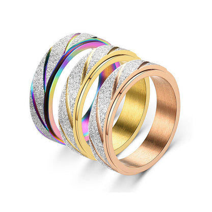 Colored Minimalism Texture Rotatable Ring