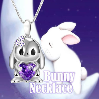 Cute Bunny Heart Shaped Purple Crystal Necklace Price