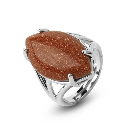 Hollow Olives Cut Stones Horse Eye Adjustable Ring