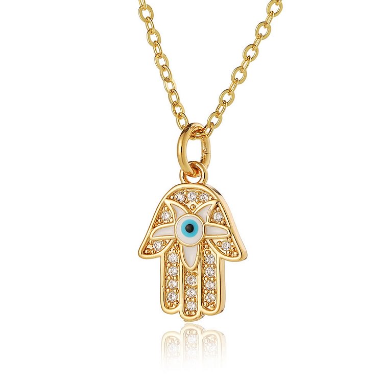 Epoxy Evil Eye Hamsa Heart Shape Necklace