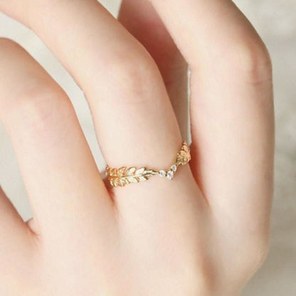 18k Gold Handmade Creative Leaf Shape Ring