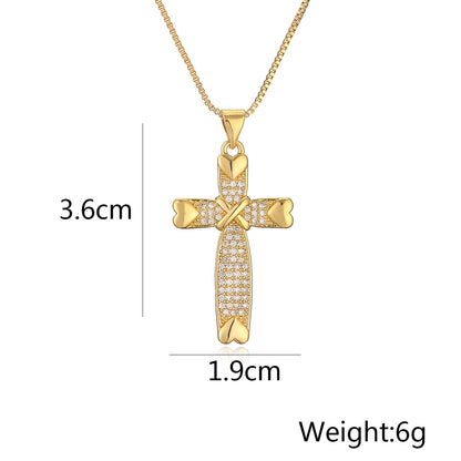 Full Stones Cross Pendant Necklace