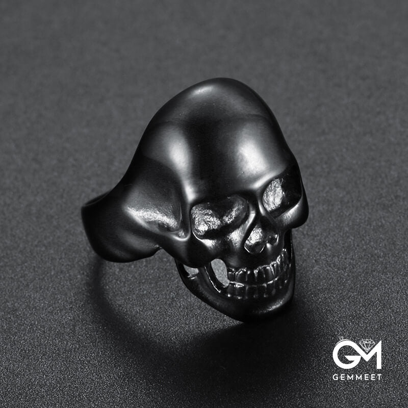 Stainless Steel Gold Black Skull Ring