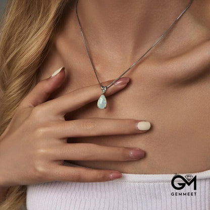 Minimalist Droplet Opal Pendant Necklace