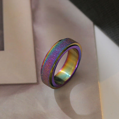 Rainbow Colored Frosted Rotatable Ring