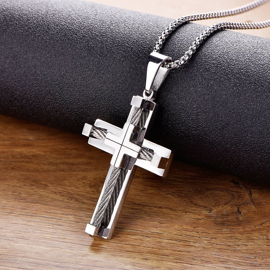 Jesus Christ Cross Pendant Stainless Steel Necklace