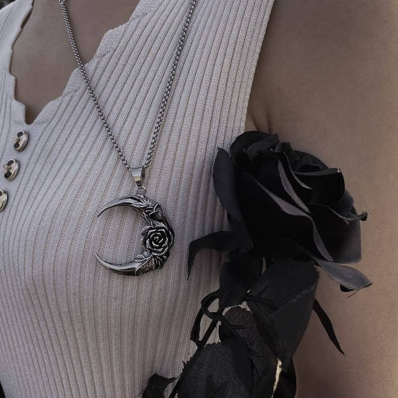 Women's Dark Moon Rose Necklace