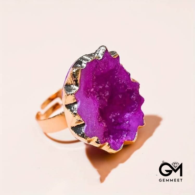 Irregular Crystal Sun Flower Sliced Ring