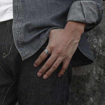 Vintage Irregular Wood Texture Band Ring