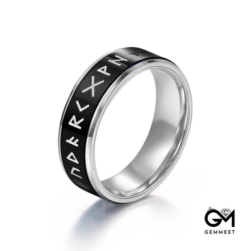 Titanium Steel Rotatable Three-color Symbol Ring