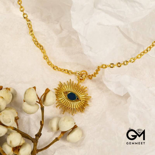 "Angel Guardian" Evil Eye Sun Pendant Necklace