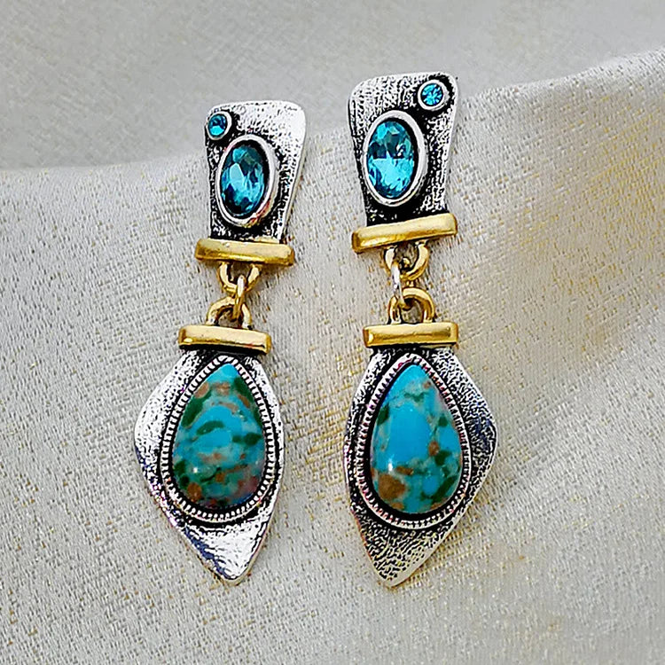 Emperor Stone Blue Topaz Silver Earrings