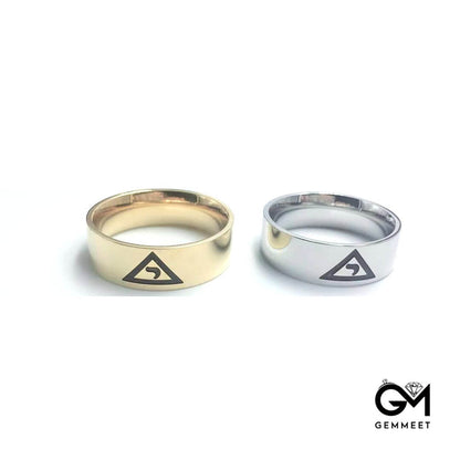 Stainless Steel Triangle Logo Ring for Men