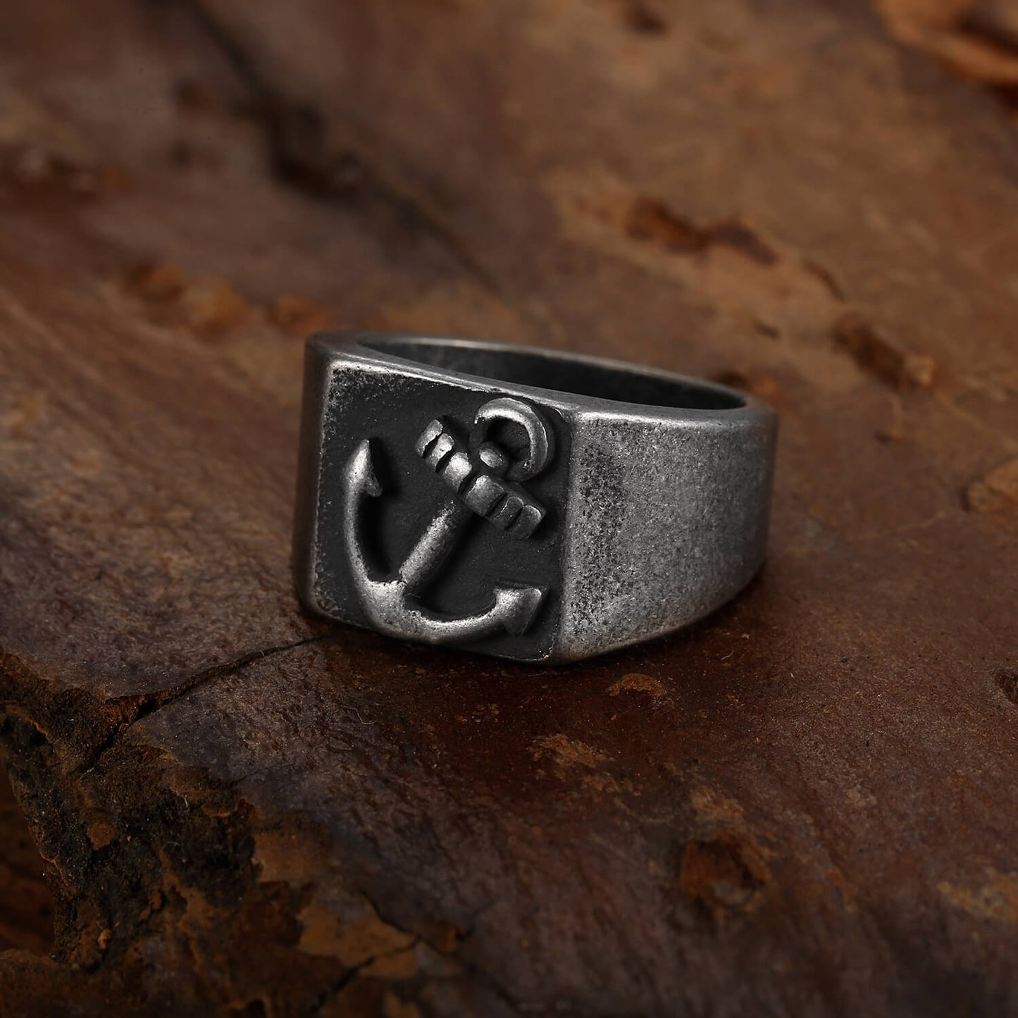 Simple Vintage Anchor Ring for Men