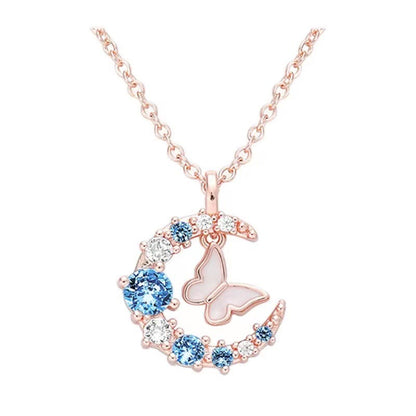 Moon Butterfly Zircon Necklace