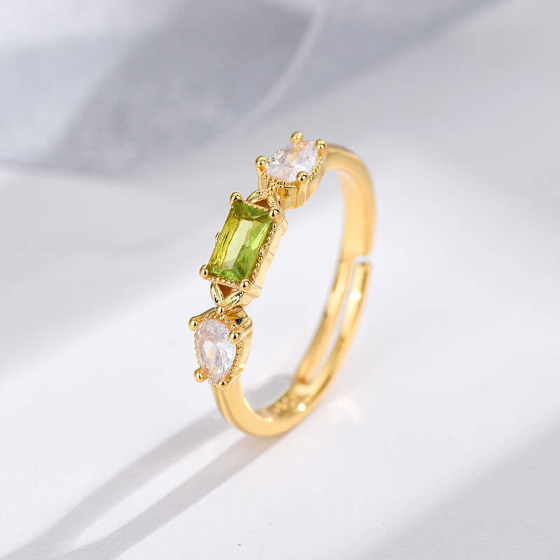 Topaz Gold Plated Crystal White Green Zircon Ring