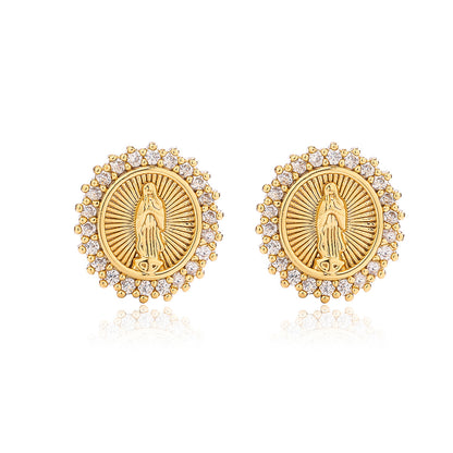 Virgin Mary Totem Halo Stud Earrings