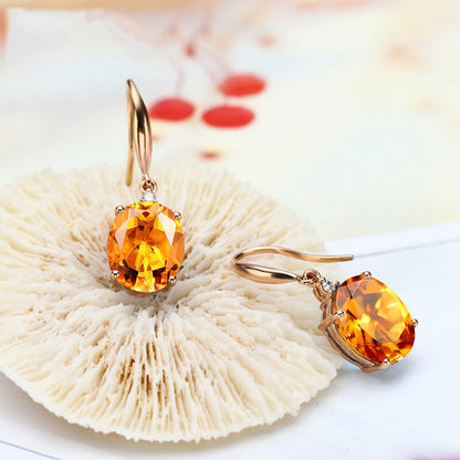 Gold Plated Citrine Zircon Earrings Luxury Earrings For Women