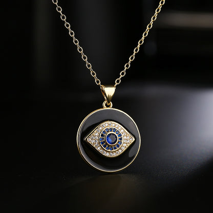 Evil Eye Disc Pendant Necklace