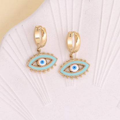 Color Epoxy Evil Eye Earrings