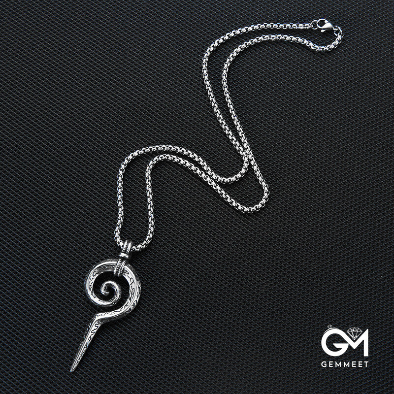 Stainless Steel Vintage Coiled Snake Scepter Necklace