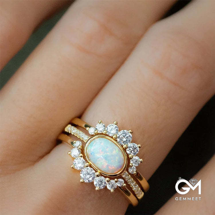 Opal Stacking Three Layer Ring Ring