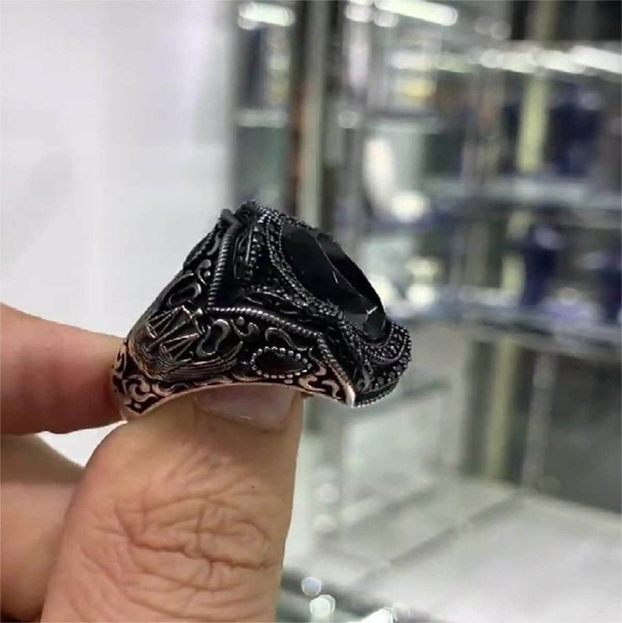 Turkish Black Onyx Handmade Mens Ring