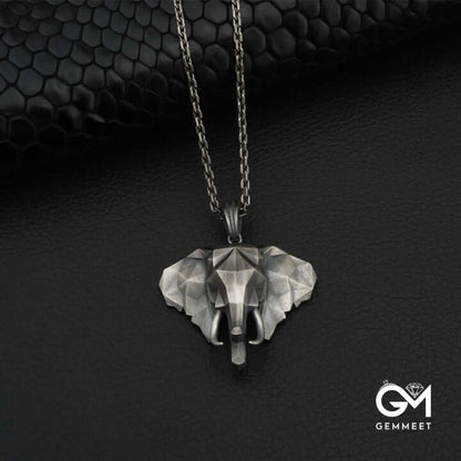 Mens Origami Elephant Necklace