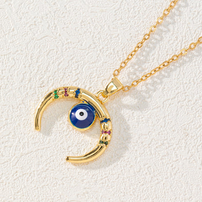 Golden Color Evil Eye Pendant Necklace