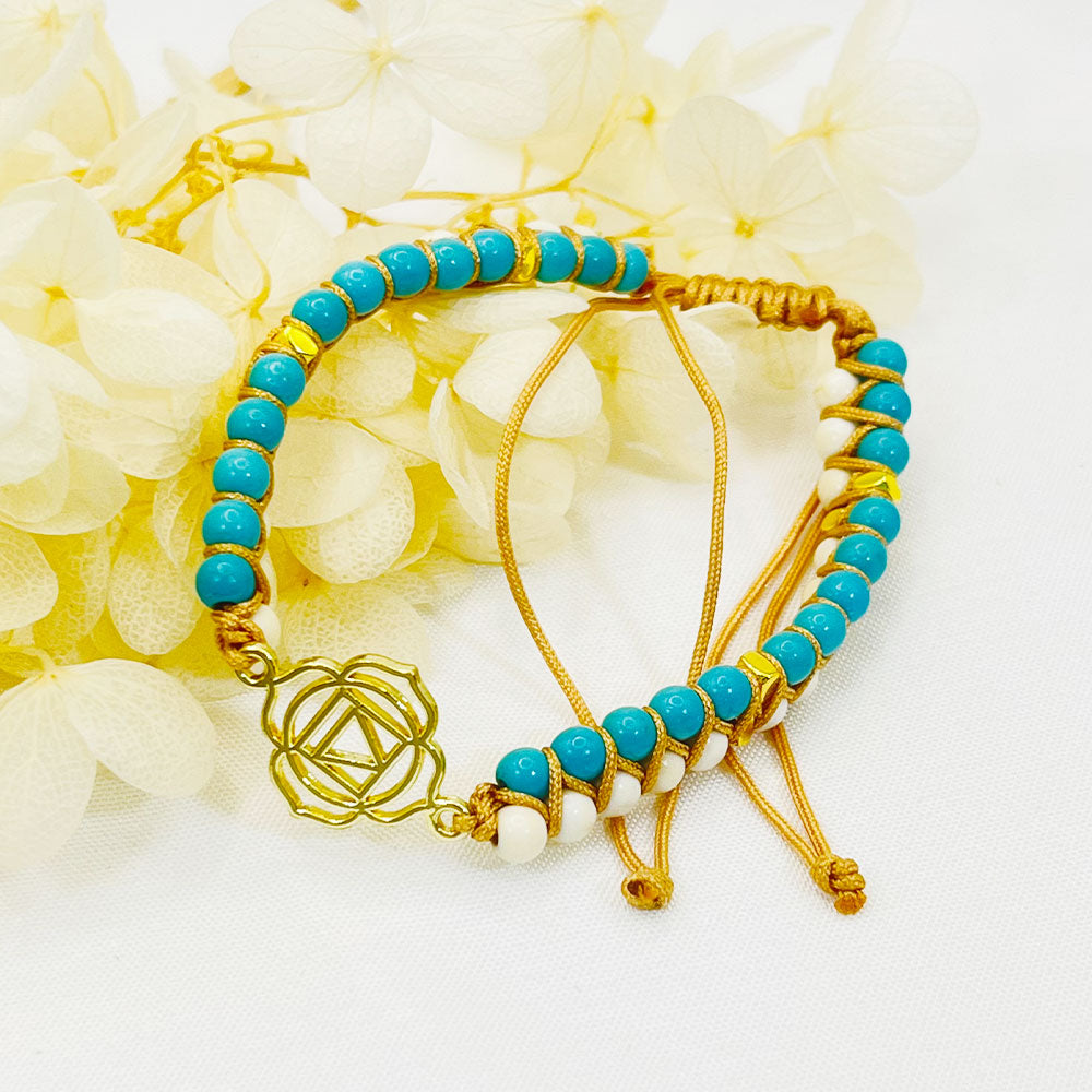 Turquoise White Double Braided Wrap Bracelet