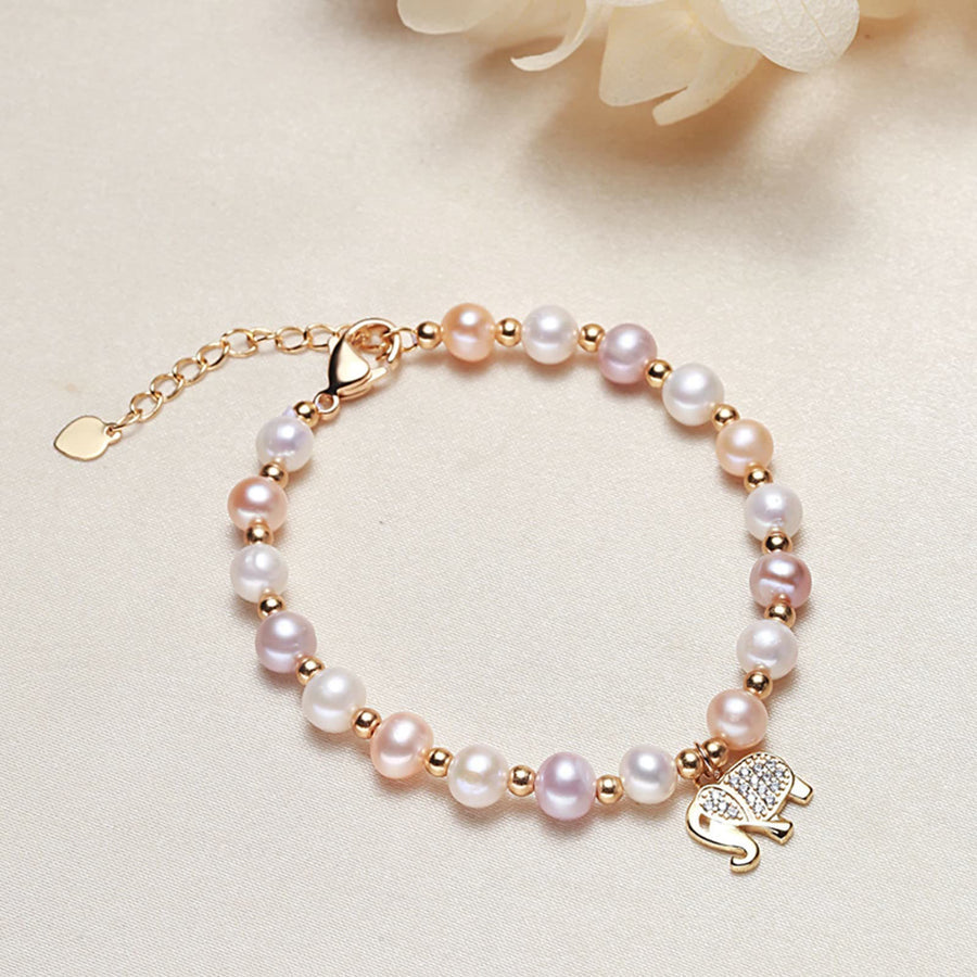 Freshwater Pearls 14K Gold Filled Elephant Women Bracelet