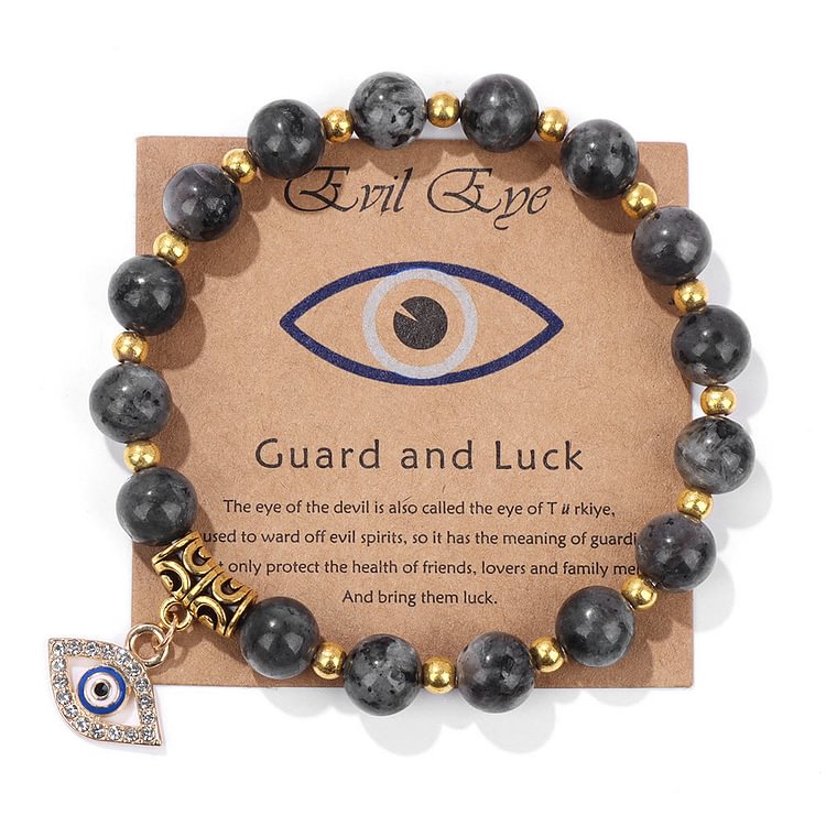 Green Aventurine & Color Stone Bead Evil Eye Pendant Bracelet