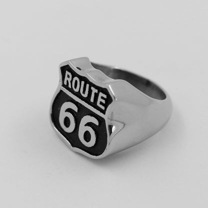 Fashion Creative Route 66 Titanium Steel Ring