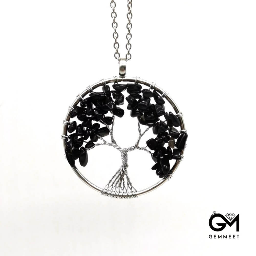 Gravel Crystal Life Tree Fortune Tree Necklace