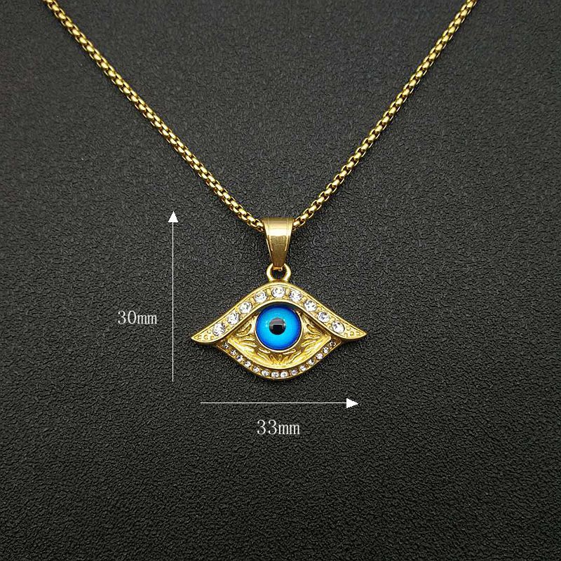 Hip Hop Jewelry Gold Plated Zirconia Blue Eyes Pendant