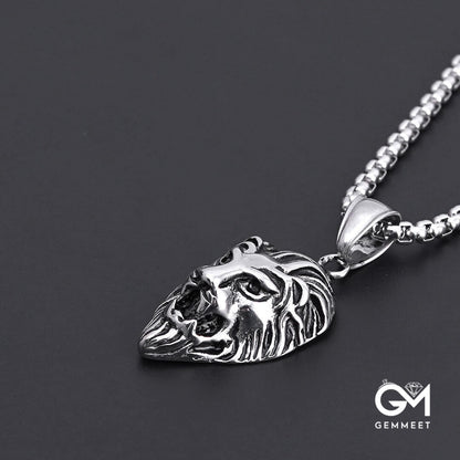 Titanium Steel Lion Head Pendant Necklace