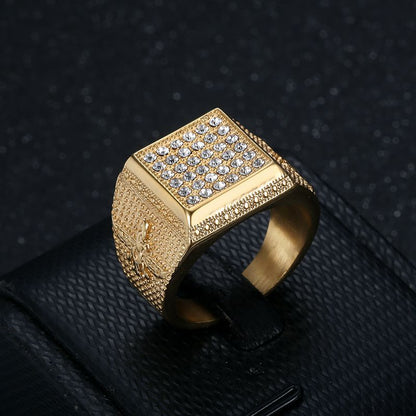 HIPHOP Ring Gold-plated Inlaid Zircon Persian Zoroastrian Ring