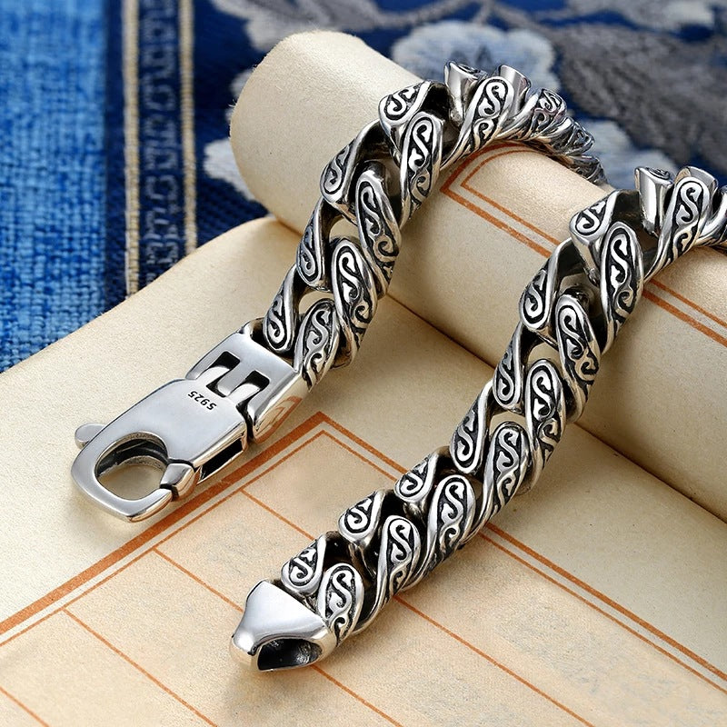 Men's Grass Pattern Hip Hop Thick Bracelet