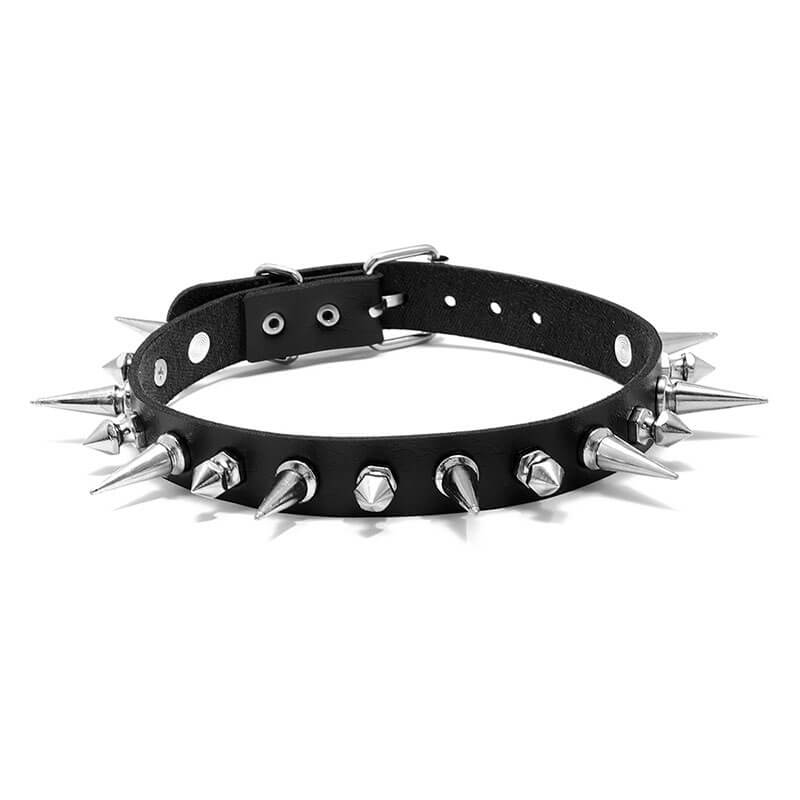 Black Punk Rock Leather Necklace Special Spike Trend Necklace Brother