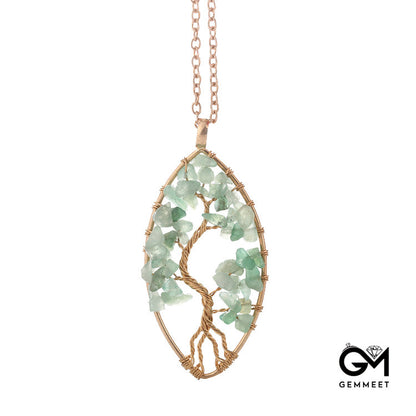 Geometric Crystal Tree of Life Pendant Necklace