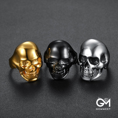 Stainless Steel Gold Black Skull Ring